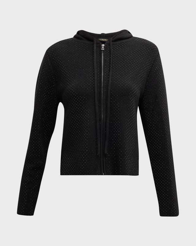 Scarlett Hooded Zip-Front Rhinestone Sweat